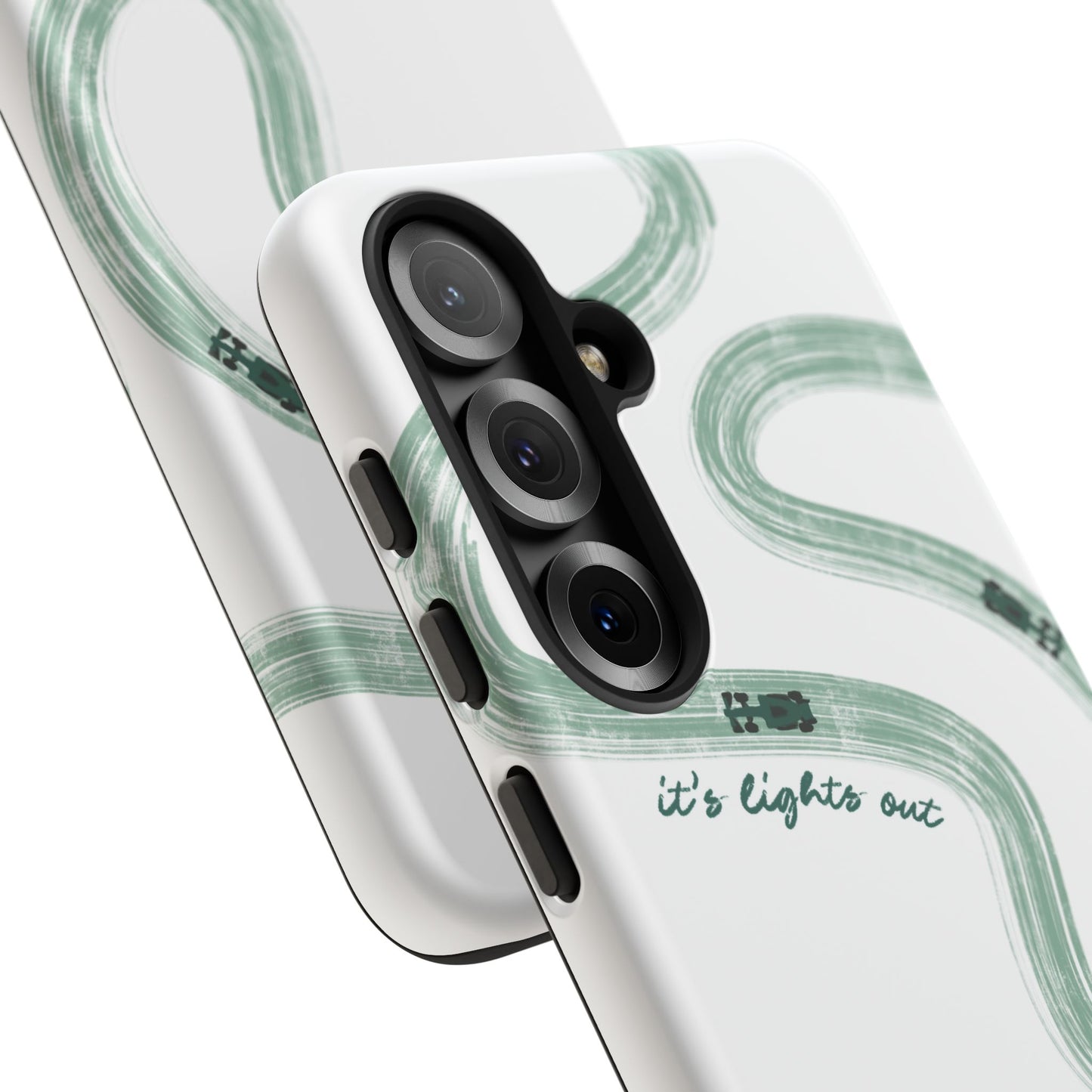 F1 Phone Case Green Painted "its lights out and away we go", Trendy F1 Gift, Formula 1 Gift, Cute F1 Phone Case, Gift for F1 Fans