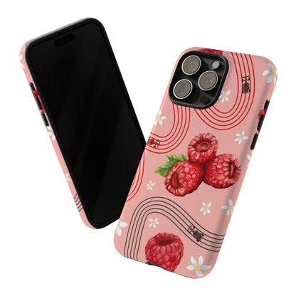 Red F1 Haas and Raspberries Phone Case, Trendy F1 Gift, Formula 1 Gift, Cute Fruit F1 Phone Case, Unique Phone Case
