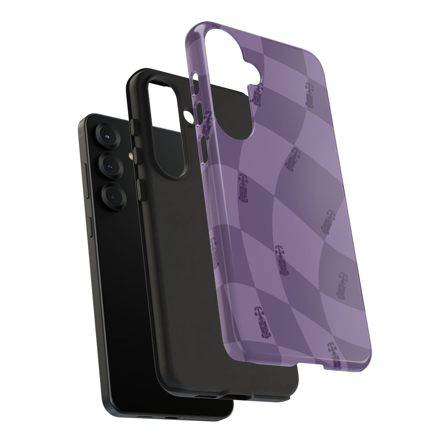 F1 Phone Case Purple Checkered Design, Trendy F1 Gift, Formula 1 Gift, Cute F1 Phone Case, Unique Formula One Phone Case