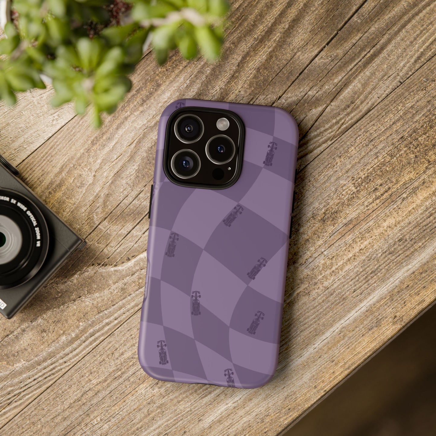 F1 Phone Case Purple Checkered Design, Trendy F1 Gift, Formula 1 Gift, Cute F1 Phone Case, Unique Formula One Phone Case
