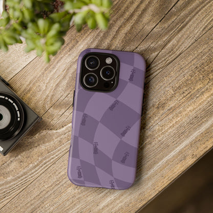F1 Phone Case Purple Checkered Design, Trendy F1 Gift, Formula 1 Gift, Cute F1 Phone Case, Unique Formula One Phone Case
