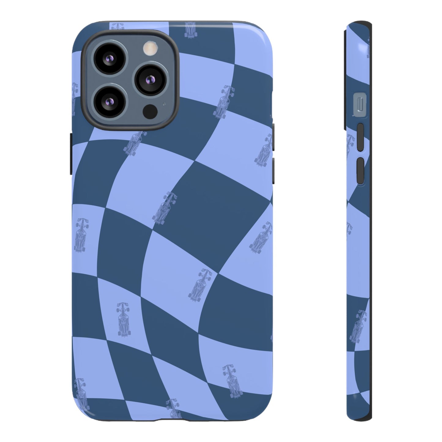 F1 Phone Case Blue Checkerboard Design, Trendy F1 Gift, Formula 1 Gift, Cute F1 Phone Case, Unique Formula One Phone Case