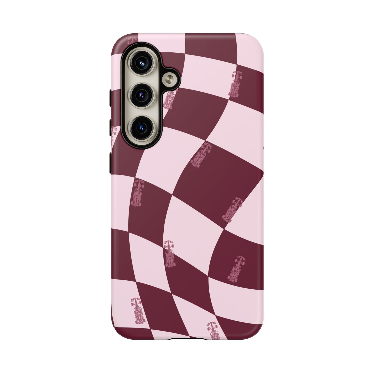 F1 Phone Case Pink Checkered Design, Trendy F1 Gift, Formula 1 Gift, Cute F1 Phone Case, Unique Formula One Phone Case