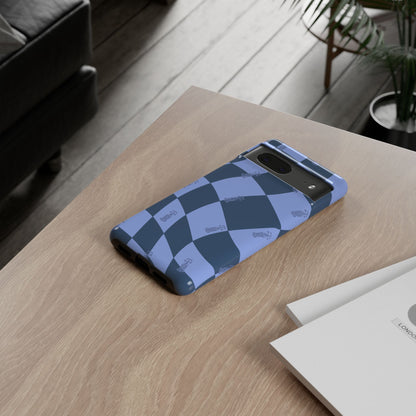 F1 Phone Case Blue Checkerboard Design, Trendy F1 Gift, Formula 1 Gift, Cute F1 Phone Case, Unique Formula One Phone Case