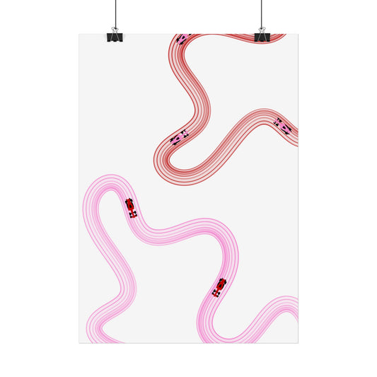 Pink and Red F1 Abstract Art Poster | Minimalist F1 Art - EU Sizing (Physical Print)