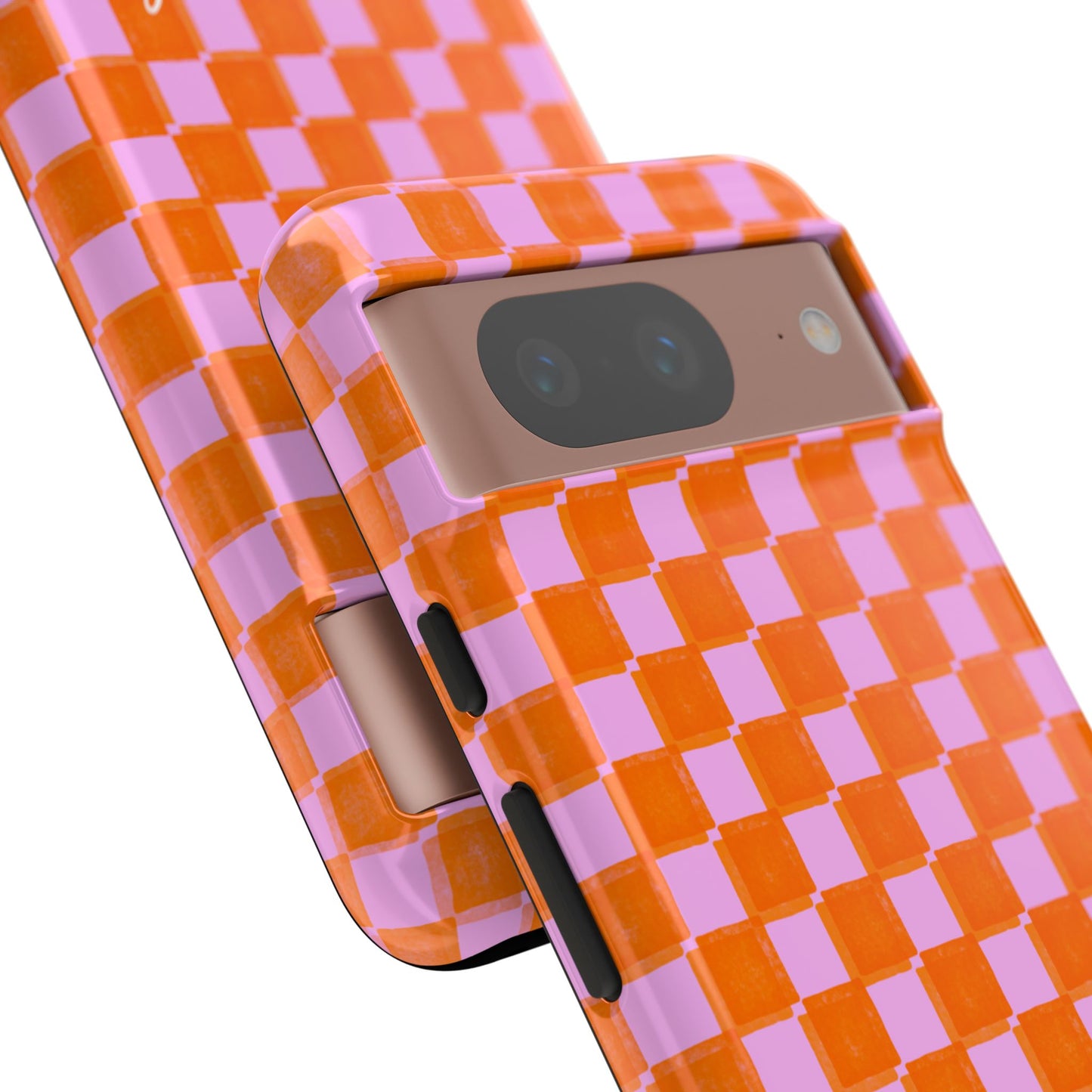 Simply Lovely Orange and Pink Checkered F1 Phone Case Design, Trendy F1 Gift, Formula 1 Gift, Cute F1 Phone Case