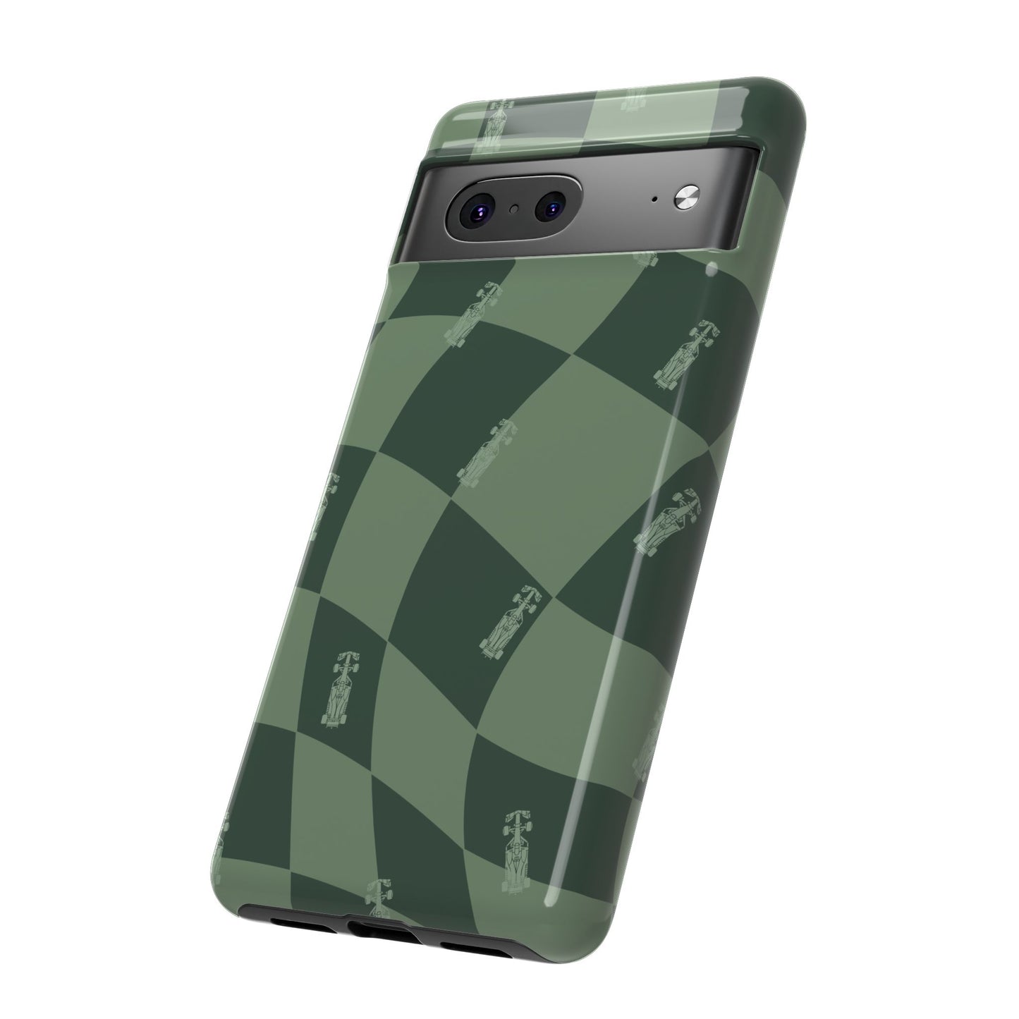 F1 Phone Case Green Checkerboard Design, Trendy F1 Gift, Formula 1 Gift, Cute F1 Phone Case, Unique Formula One Phone Case
