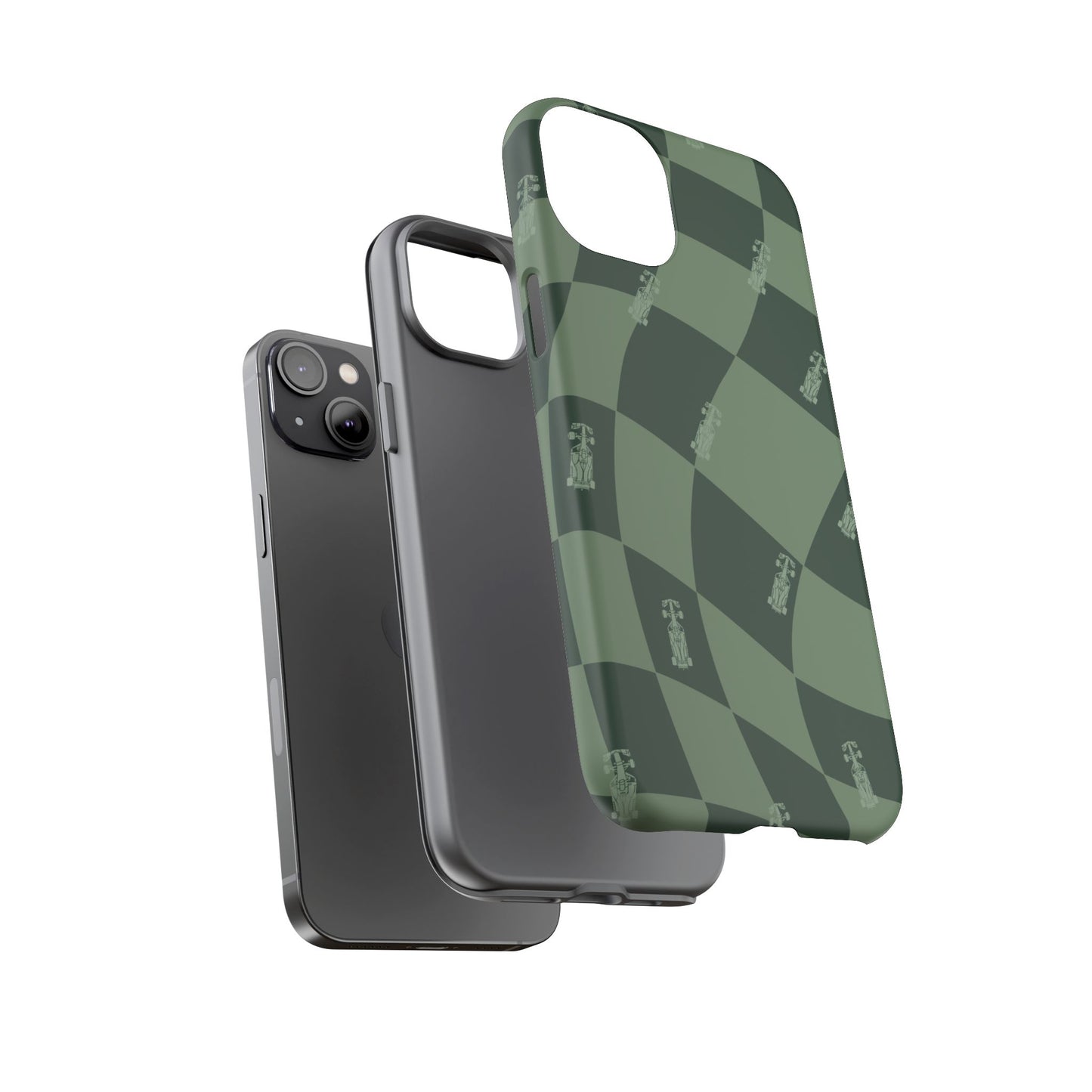 F1 Phone Case Green Checkerboard Design, Trendy F1 Gift, Formula 1 Gift, Cute F1 Phone Case, Unique Formula One Phone Case