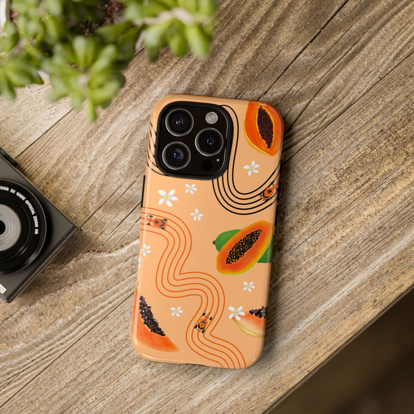 Orange F1 McLaren and Papaya Phone Case, Trendy F1 Gift, Formula 1 Gift, Cute Fruit F1 Phone Case, Unique Phone Case