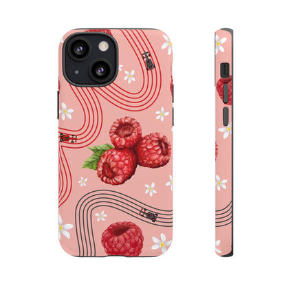 Red F1 Haas and Raspberries Phone Case, Trendy F1 Gift, Formula 1 Gift, Cute Fruit F1 Phone Case, Unique Phone Case