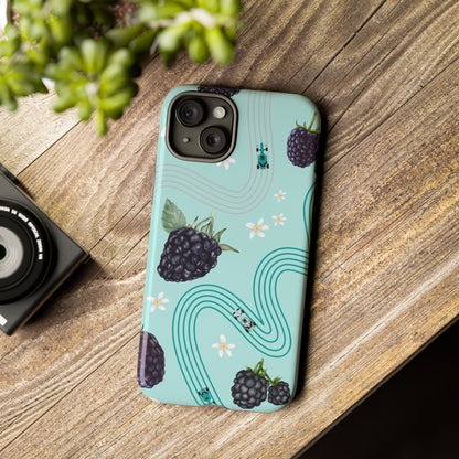 Teal F1 Mercedes and Blackberries Phone Case , Trendy F1 Gift, Formula 1 Gift, Cute Fruit F1 Phone Case, Unique Phone Case