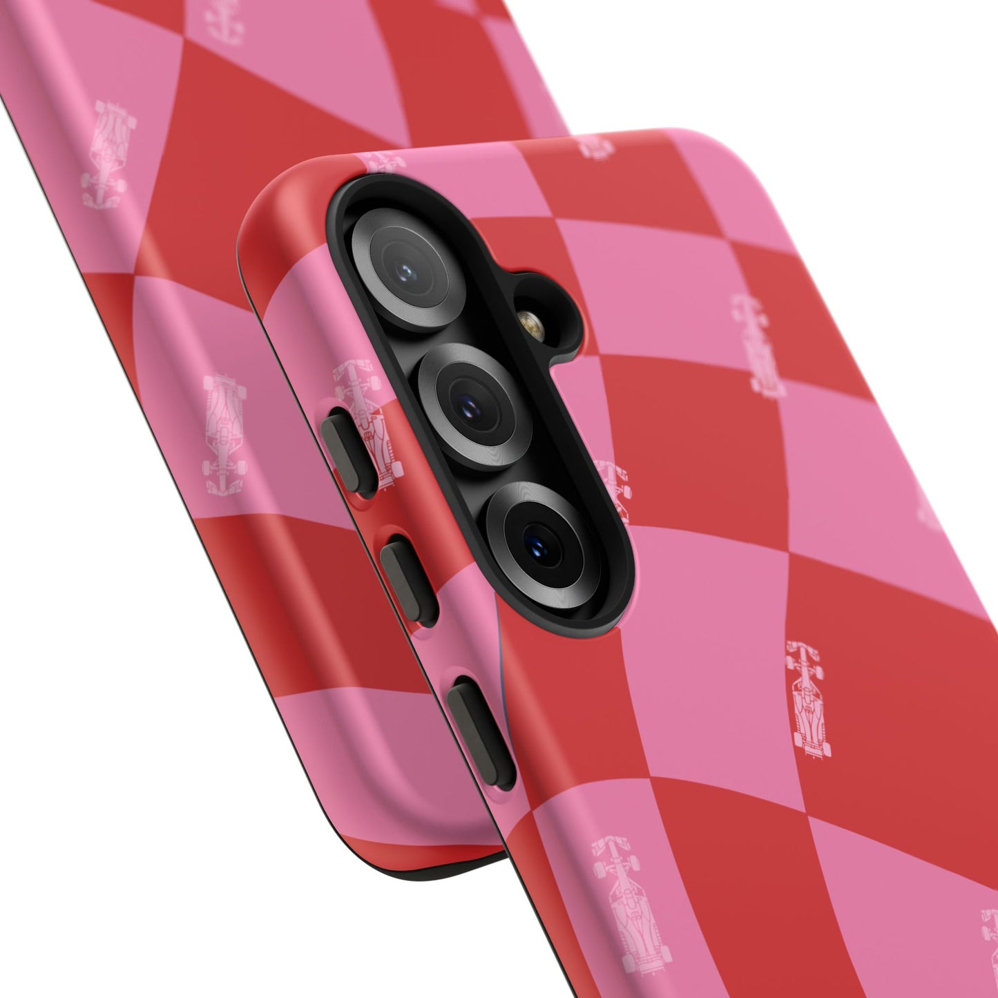 F1 Phone Case Pink and Red Checkerboard Design, Trendy F1 Gift, Girly Formula 1 Gift, Cute F1 Phone Case, Unique Formula One Phone Case