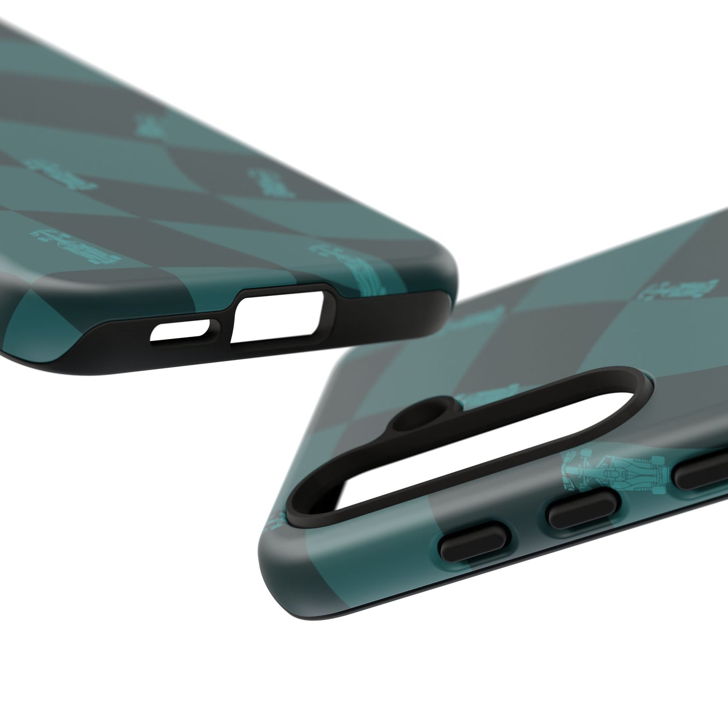 F1 Phone Case Teal Checkered Design, Trendy F1 Gift, Formula 1 Gift, Cute F1 Phone Case, Unique Formula One Phone Case