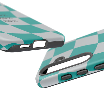 Mercedes Teal and Grey Checkered F1 Phone Case, Box Box Box F1 Phone Case