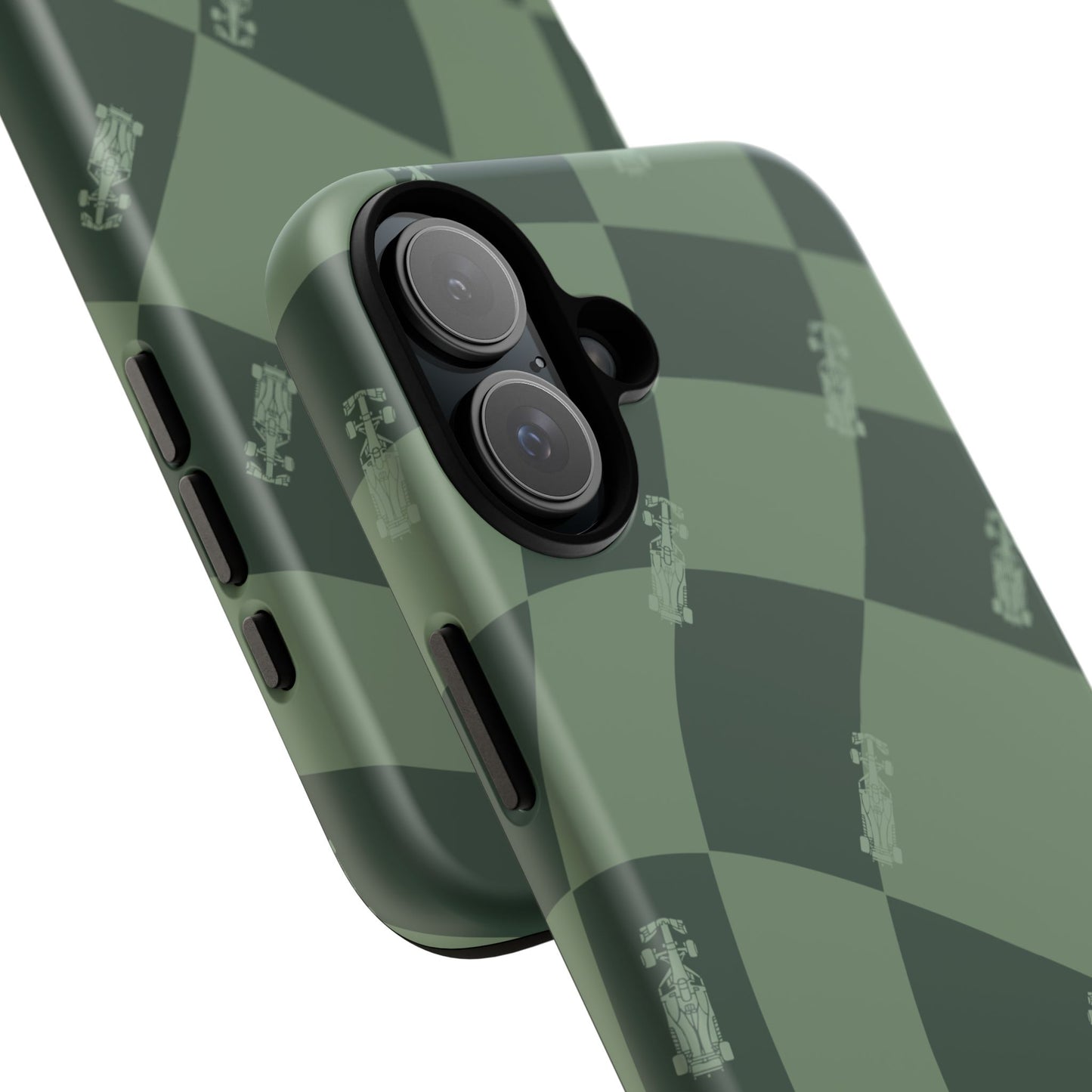 F1 Phone Case Green Checkerboard Design, Trendy F1 Gift, Formula 1 Gift, Cute F1 Phone Case, Unique Formula One Phone Case