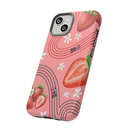Red F1 Audi and Strawberries Phone Case, Trendy F1 Gift, Formula 1 Gift, Cute Fruit F1 Phone Case, Unique Phone Case