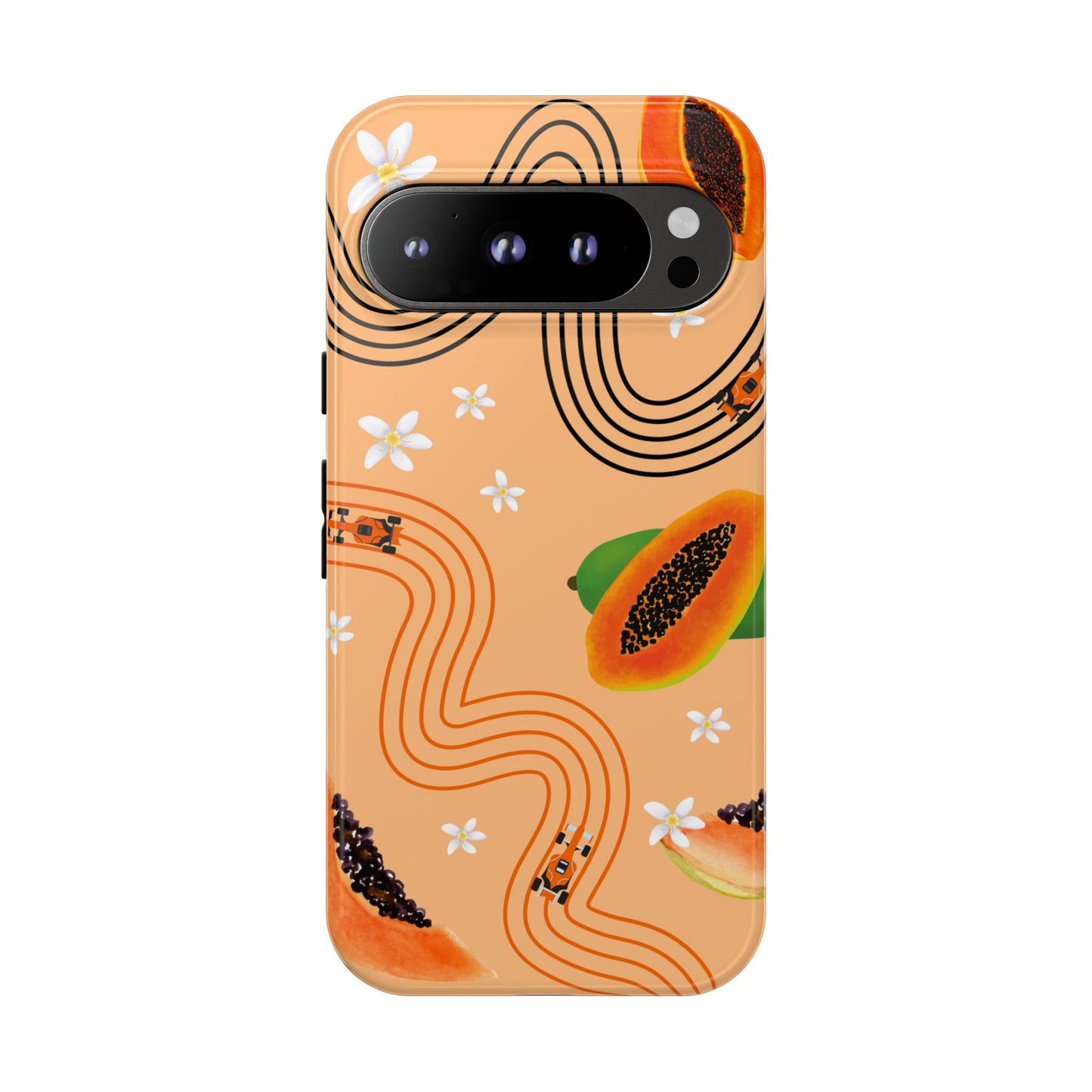 Orange F1 McLaren and Papaya Phone Case, Trendy F1 Gift, Formula 1 Gift, Cute Fruit F1 Phone Case, Unique Phone Case
