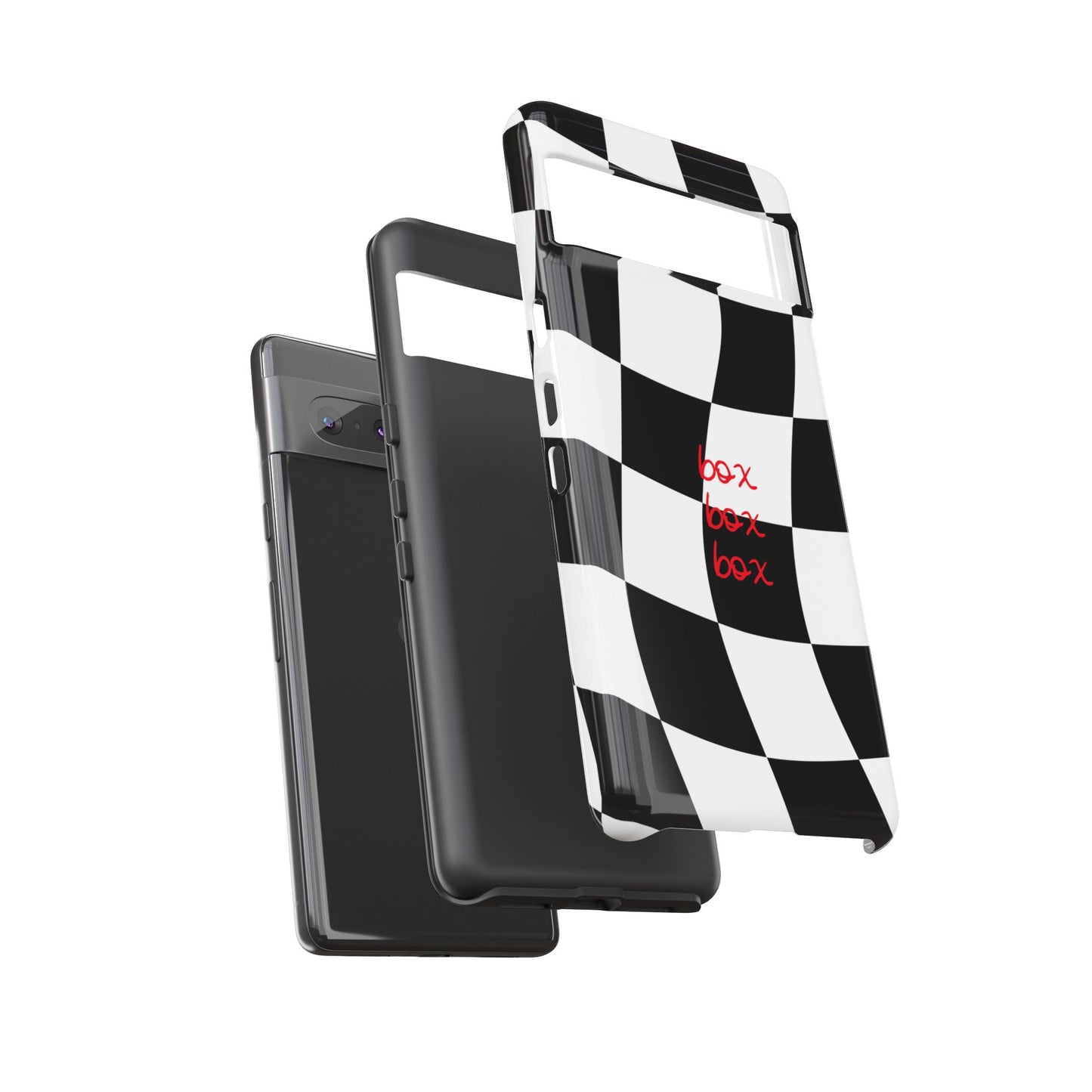 Black and Red Checkered F1 Phone Case, Box Box Box F1 Phone Case