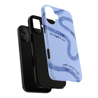 F1 Phone Case Monochrome Blue Painted "its lights out and away we go", Trendy F1 Gift, Formula 1 Gift, Cute F1 Phone Case, Phone Case