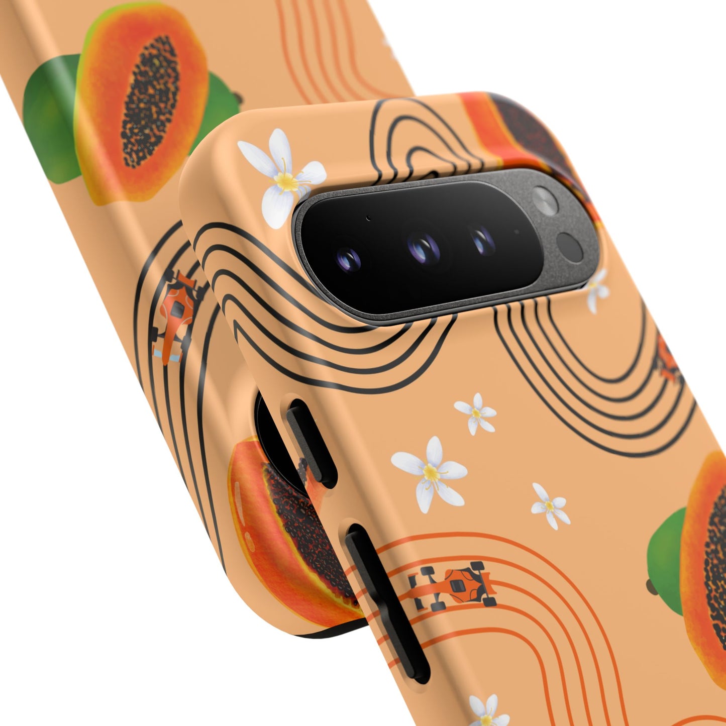 Orange F1 McLaren and Papaya Phone Case, Trendy F1 Gift, Formula 1 Gift, Cute Fruit F1 Phone Case, Unique Phone Case
