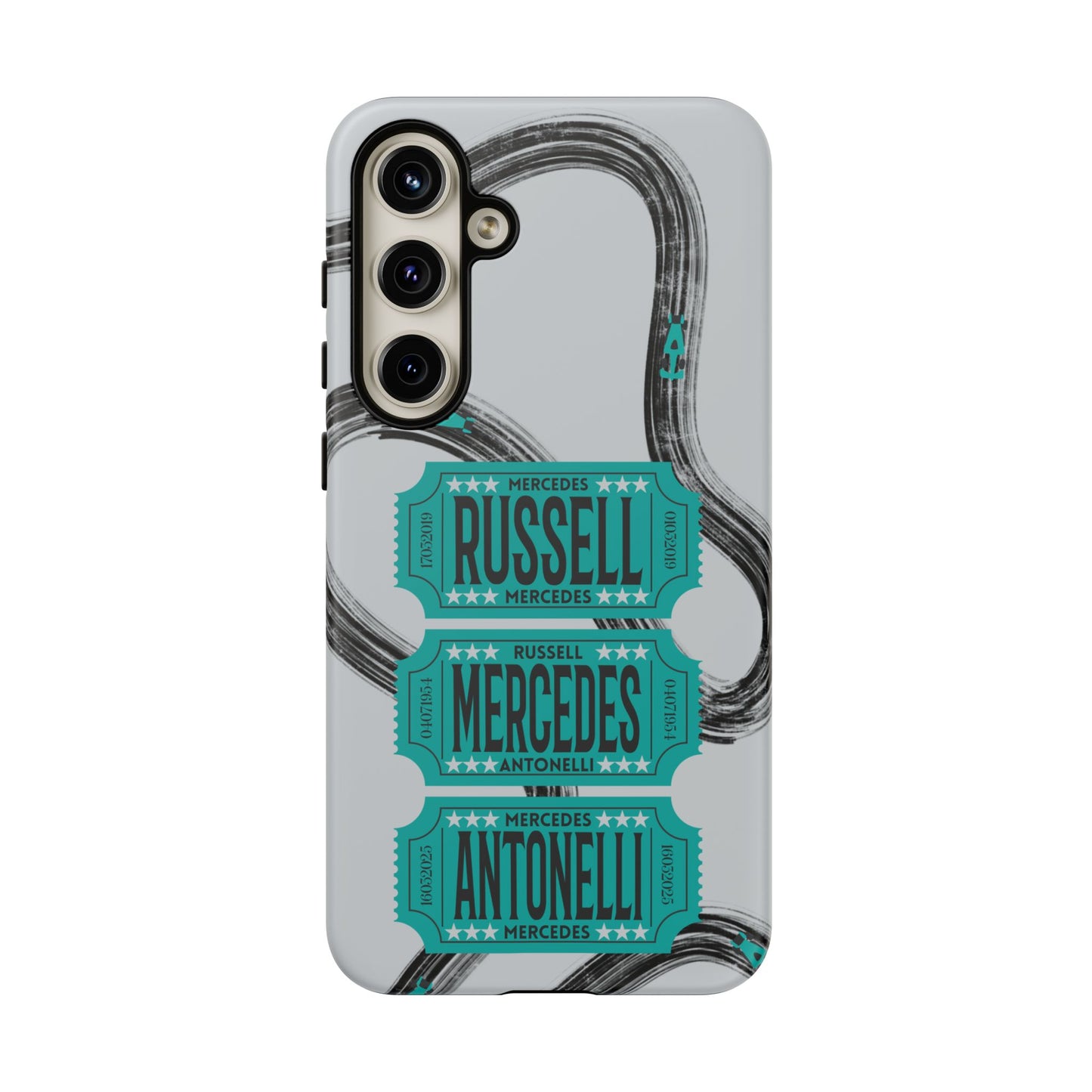 Mercedes F1 Phone Case Painted Ticket Stubs, Trendy F1 Gift, Formula 1 Gift, Cute F1 Phone Case