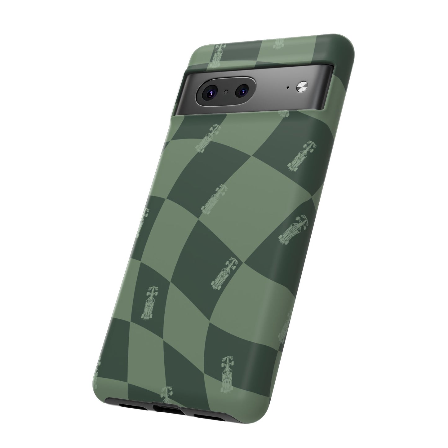 F1 Phone Case Green Checkerboard Design, Trendy F1 Gift, Formula 1 Gift, Cute F1 Phone Case, Unique Formula One Phone Case