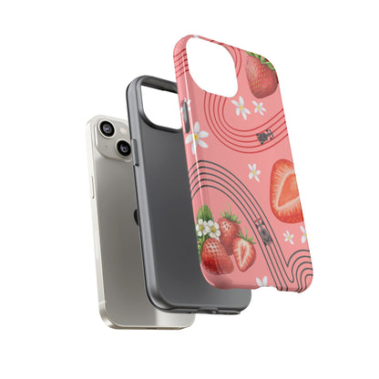 Red F1 Audi and Strawberries Phone Case, Trendy F1 Gift, Formula 1 Gift, Cute Fruit F1 Phone Case, Unique Phone Case
