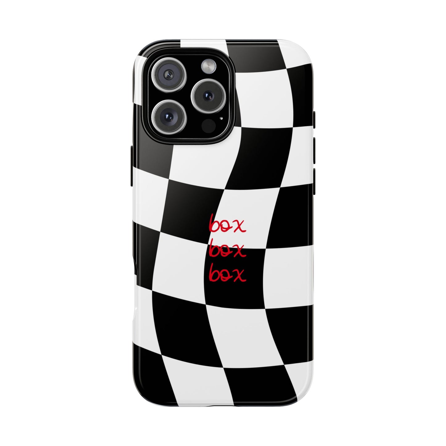 Black and Red Checkered F1 Phone Case, Box Box Box F1 Phone Case