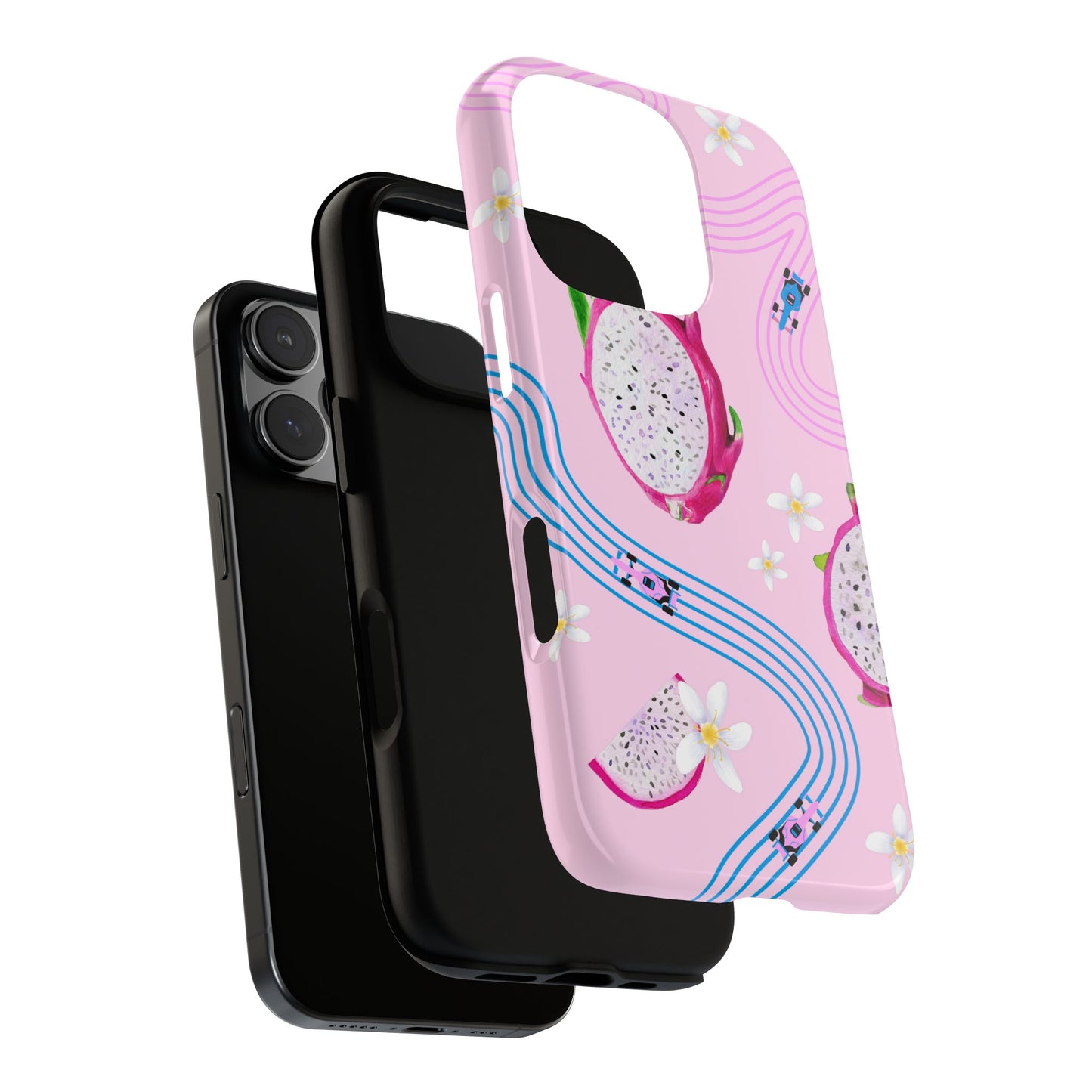 Pink F1 Alpine and Dragonfruit Phone Case, Trendy F1 Gift, Formula 1 Gift, Cute Fruit F1 Phone Case, Unique Phone Case