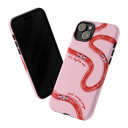 F1 Phone Case Pink and Red Painted "its lights out and away we go", Trendy F1 Gift, Formula 1 Gift, Cute F1 Phone Case, Unique Phone Case