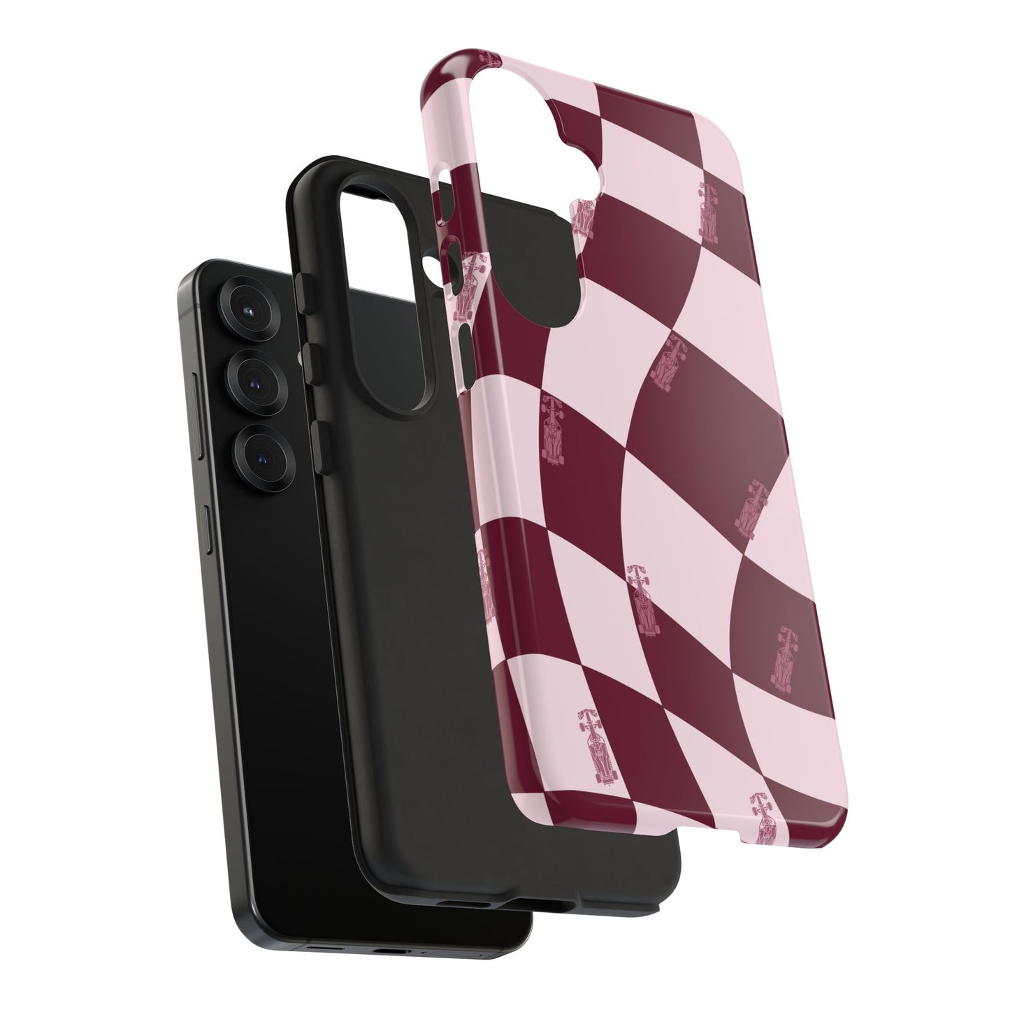 F1 Phone Case Pink Checkered Design, Trendy F1 Gift, Formula 1 Gift, Cute F1 Phone Case, Unique Formula One Phone Case
