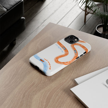 McLaren F1 Phone Case Orange and Blue Painted "its lights out and away we go", Trendy F1 Gift, Formula 1 Gift, Cute F1 Phone Case
