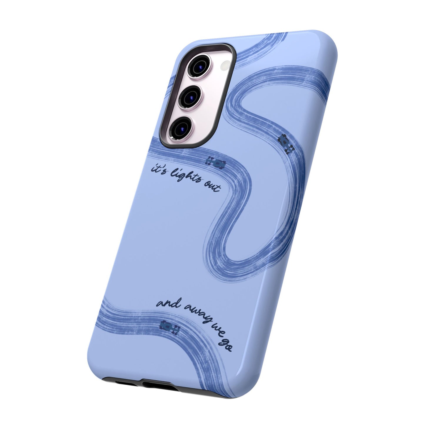 F1 Phone Case Monochrome Blue Painted "its lights out and away we go", Trendy F1 Gift, Formula 1 Gift, Cute F1 Phone Case, Phone Case