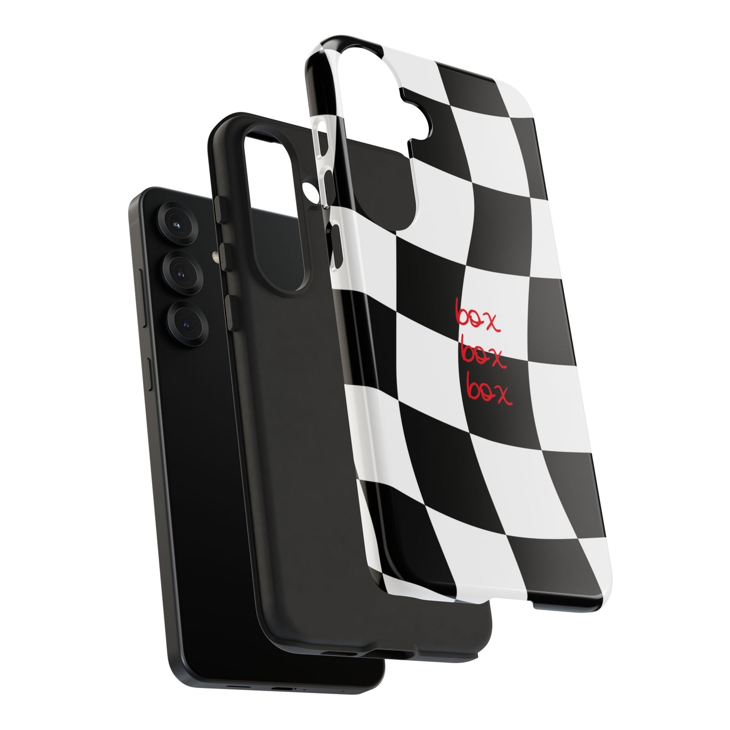 Black and Red Checkered F1 Phone Case, Box Box Box F1 Phone Case