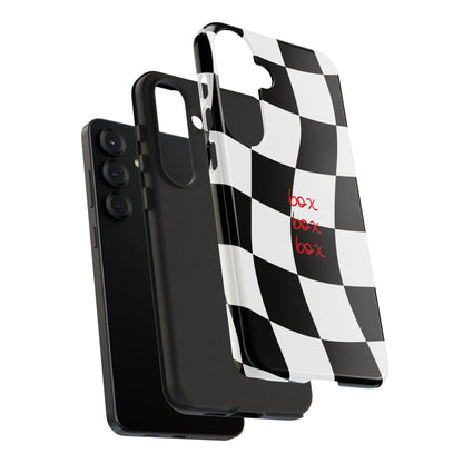 Black and Red Checkered F1 Phone Case, Box Box Box F1 Phone Case