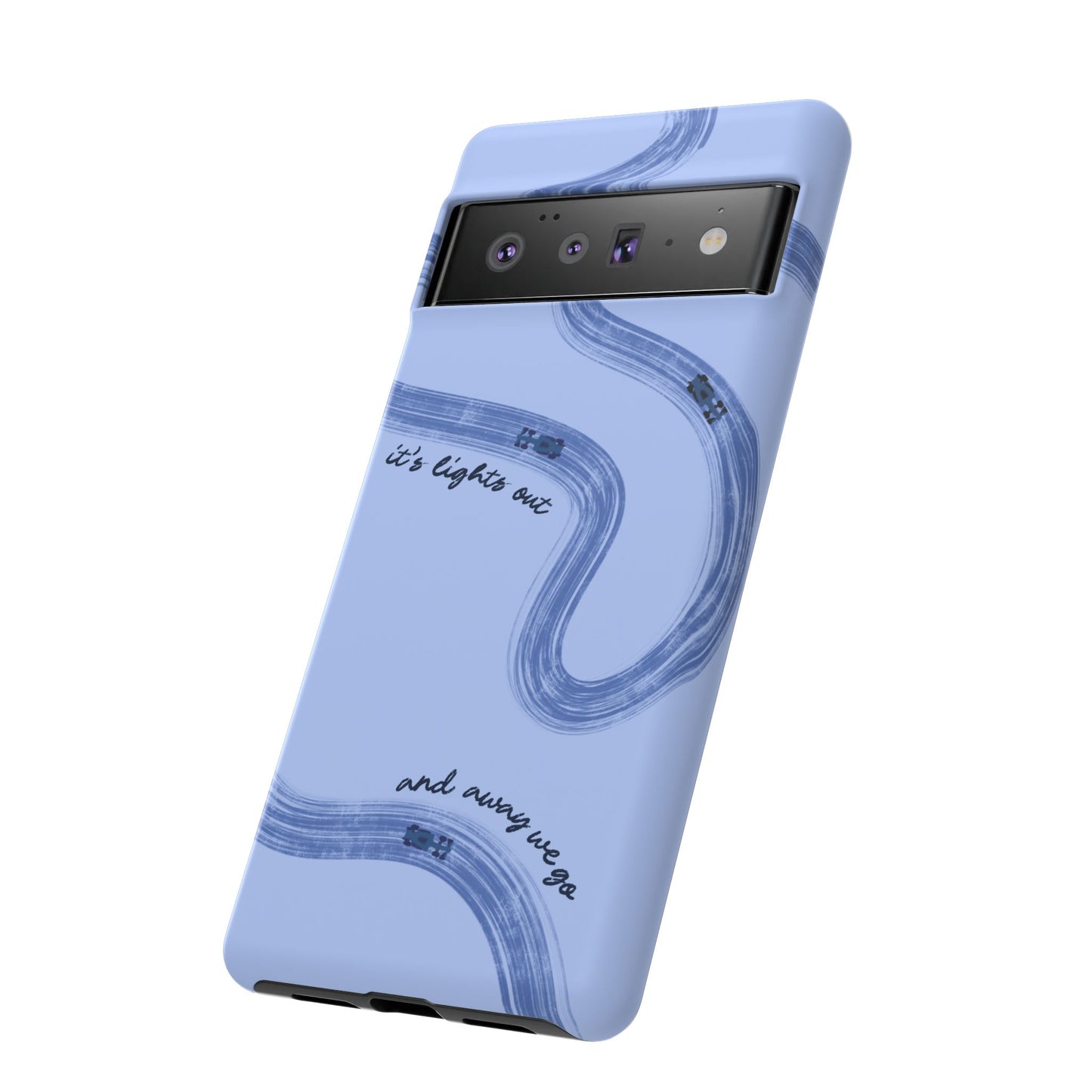 F1 Phone Case Monochrome Blue Painted "its lights out and away we go", Trendy F1 Gift, Formula 1 Gift, Cute F1 Phone Case, Phone Case