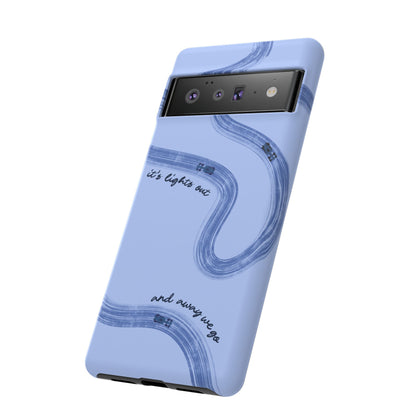 F1 Phone Case Monochrome Blue Painted "its lights out and away we go", Trendy F1 Gift, Formula 1 Gift, Cute F1 Phone Case, Phone Case