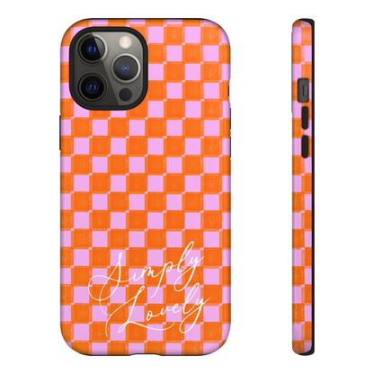Simply Lovely Orange and Pink Checkered F1 Phone Case Design, Trendy F1 Gift, Formula 1 Gift, Cute F1 Phone Case