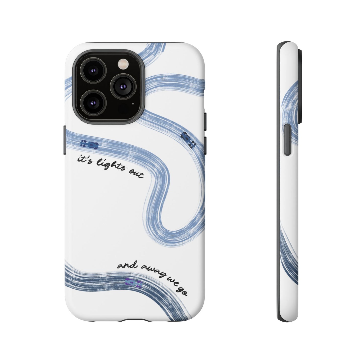 F1 Phone Case Blue Painted "its lights out and away we go", Trendy F1 Gift, Formula 1 Gift, Cute F1 Phone Case, Gift for F1 Fans