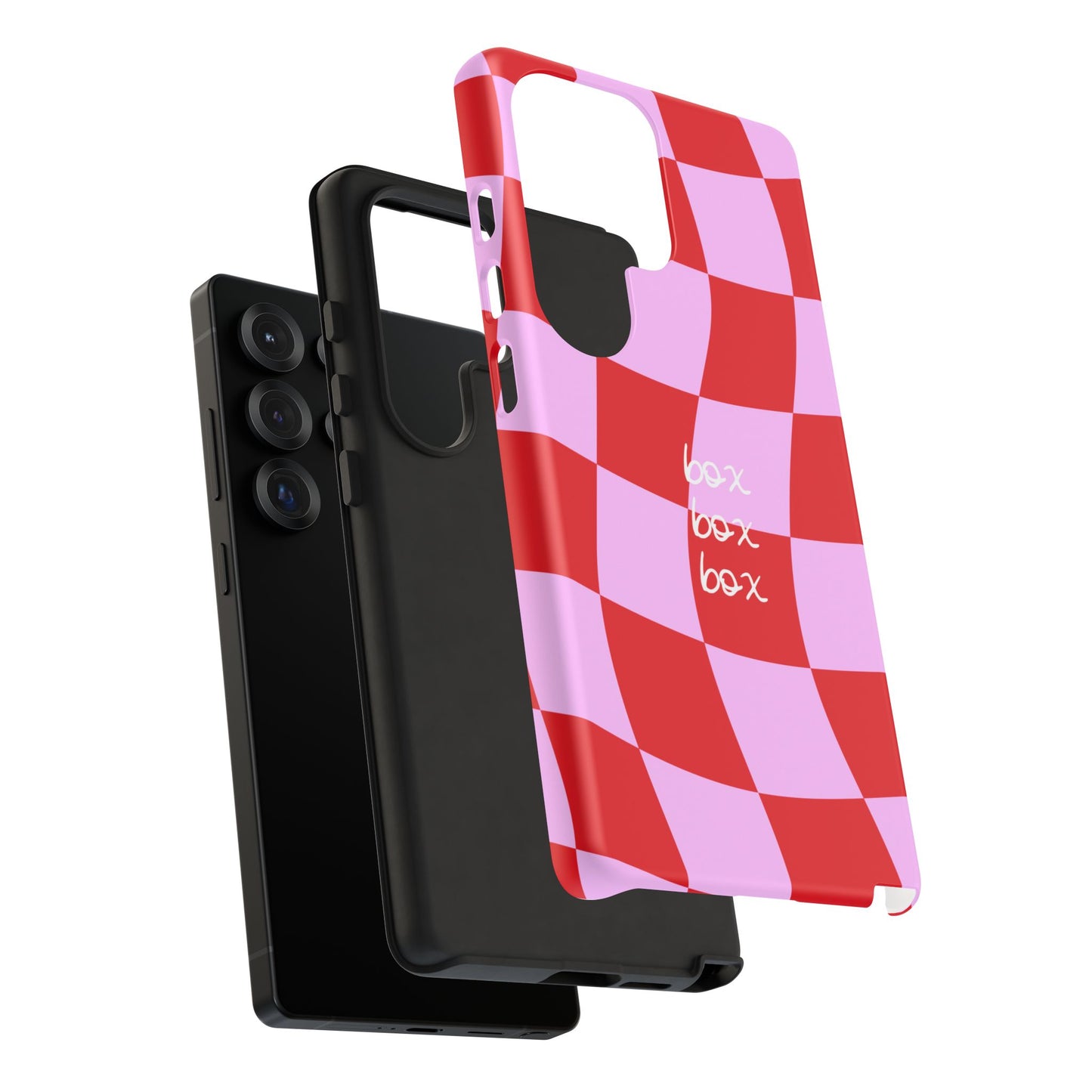 Pink and Red Checkered F1 Phone Case, Box Box Box F1 Phone Case