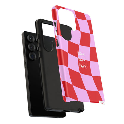 Pink and Red Checkered F1 Phone Case, Box Box Box F1 Phone Case