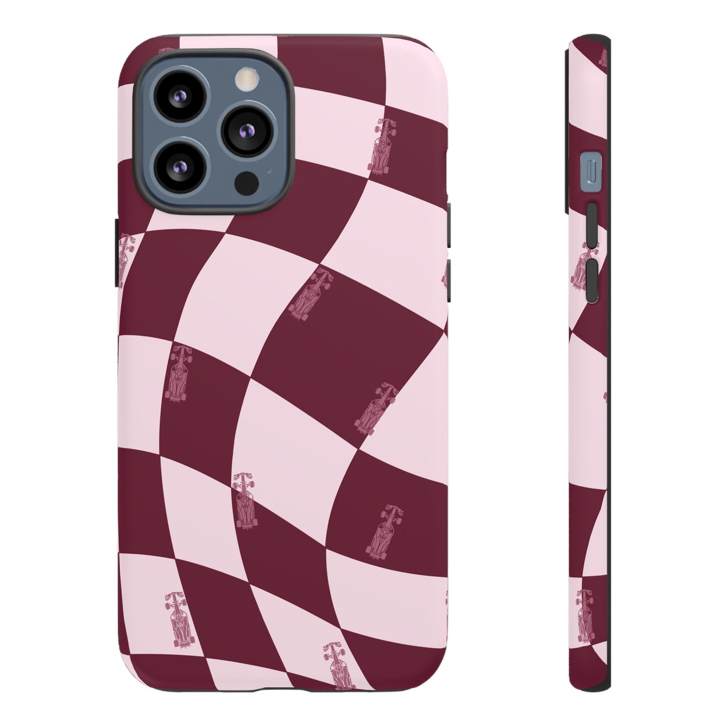 F1 Phone Case Pink Checkered Design, Trendy F1 Gift, Formula 1 Gift, Cute F1 Phone Case, Unique Formula One Phone Case