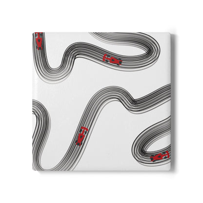 Black and Red F1 Ceramic Coaster