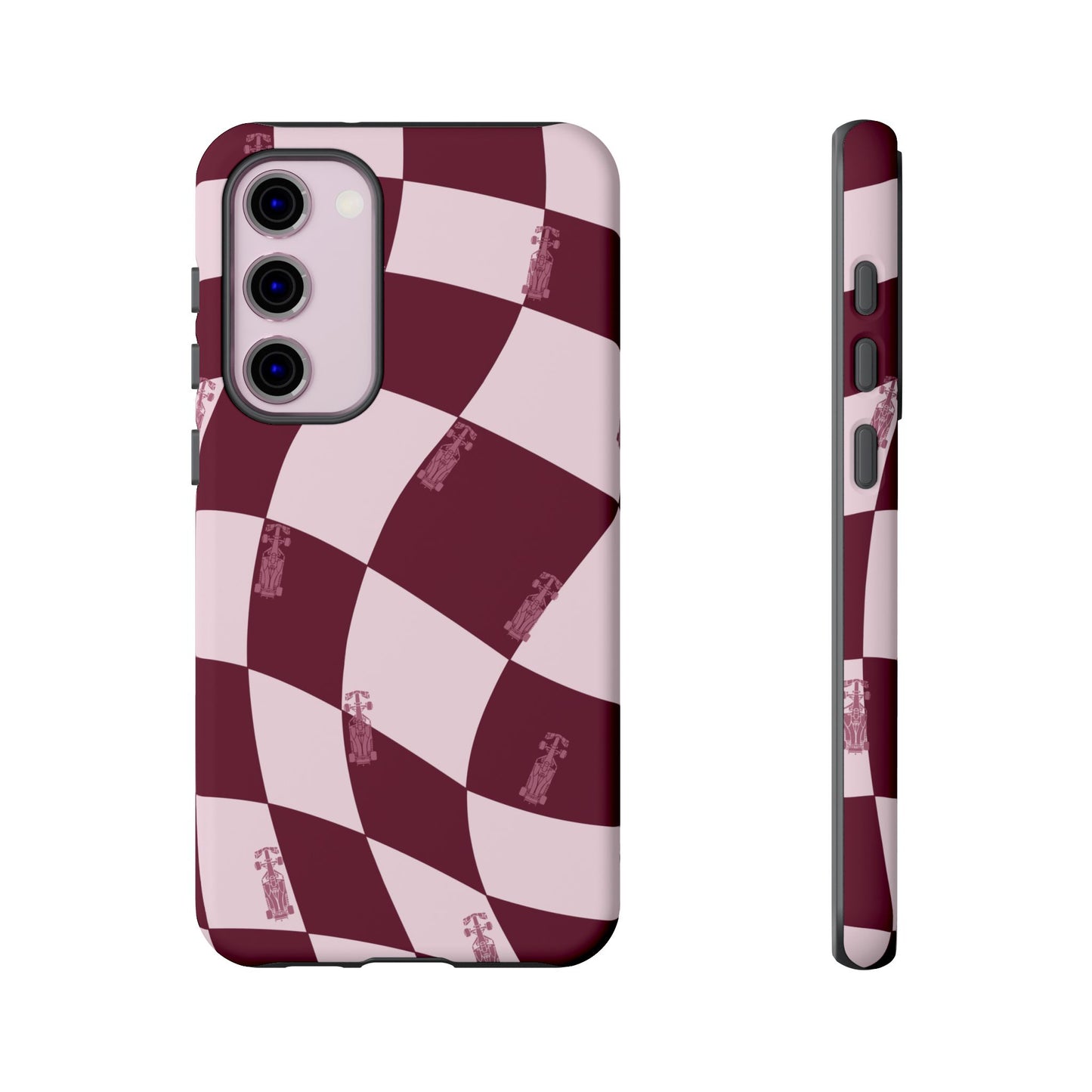 F1 Phone Case Pink Checkered Design, Trendy F1 Gift, Formula 1 Gift, Cute F1 Phone Case, Unique Formula One Phone Case