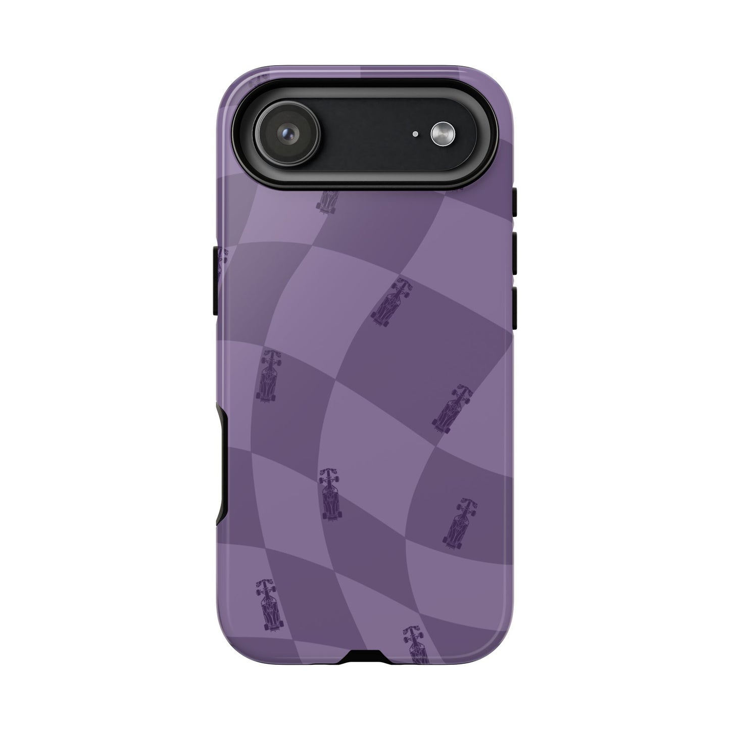F1 Phone Case Purple Checkered Design, Trendy F1 Gift, Formula 1 Gift, Cute F1 Phone Case, Unique Formula One Phone Case