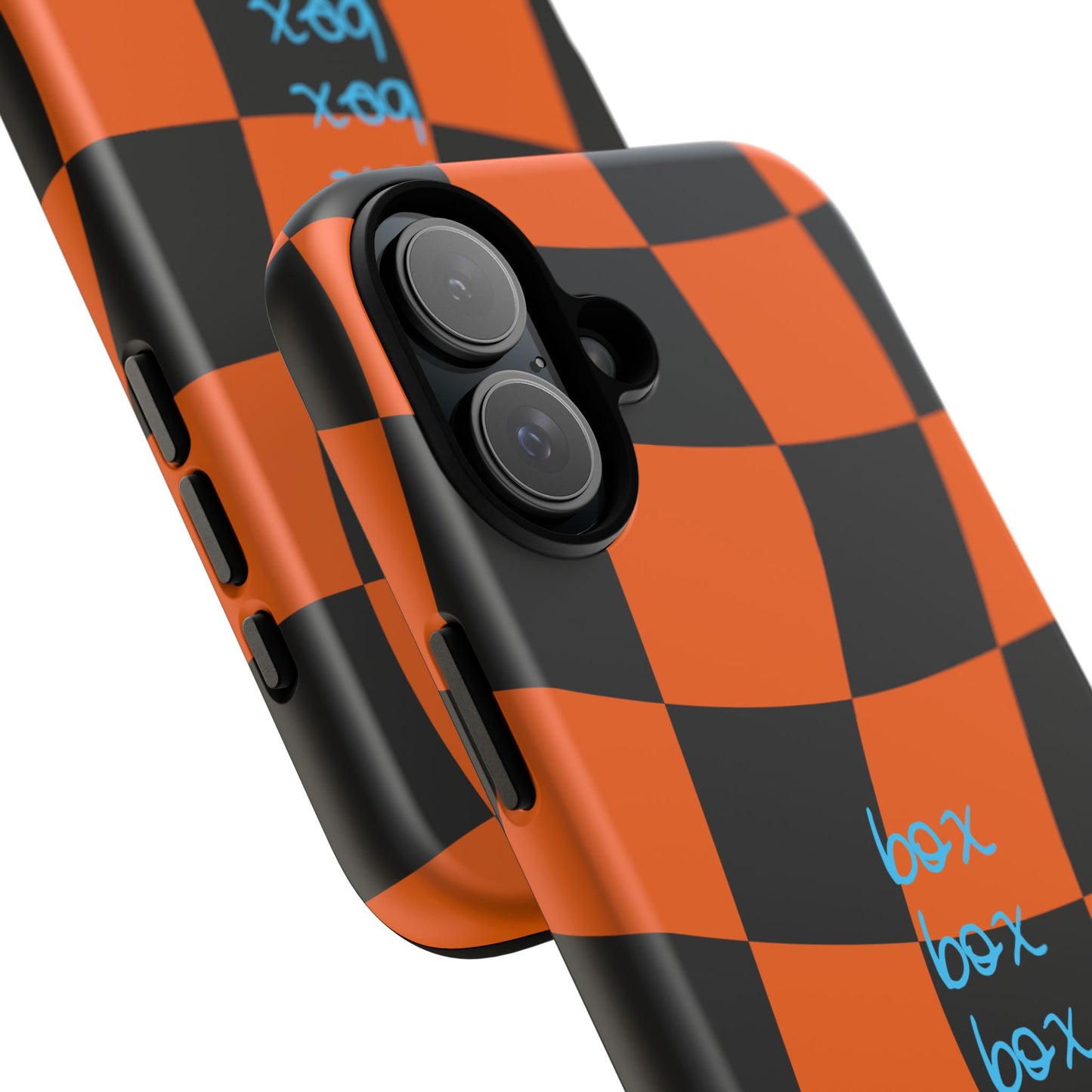 McLaren Orange and Black Checkered F1 Phone Case, Box Box Box F1 Phone Case