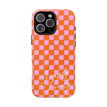 Simply Lovely Orange and Pink Checkered F1 Phone Case Design, Trendy F1 Gift, Formula 1 Gift, Cute F1 Phone Case