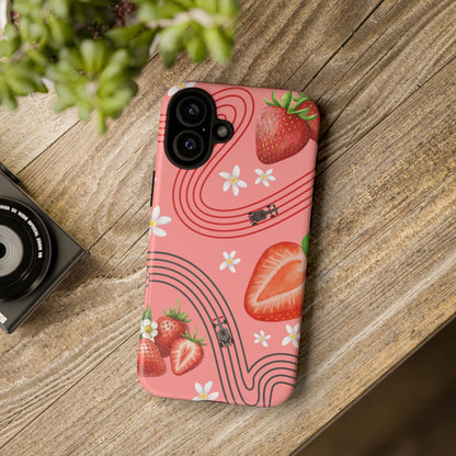 Red F1 Audi and Strawberries Phone Case, Trendy F1 Gift, Formula 1 Gift, Cute Fruit F1 Phone Case, Unique Phone Case