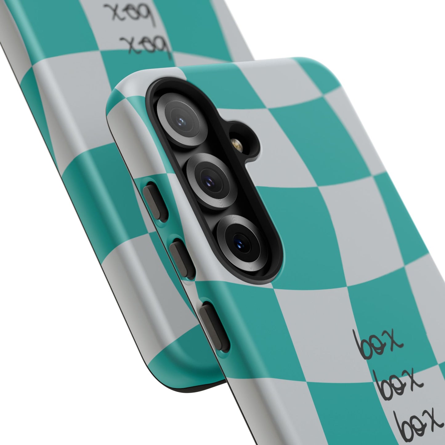 Mercedes Teal and Grey Checkered F1 Phone Case, Box Box Box F1 Phone Case