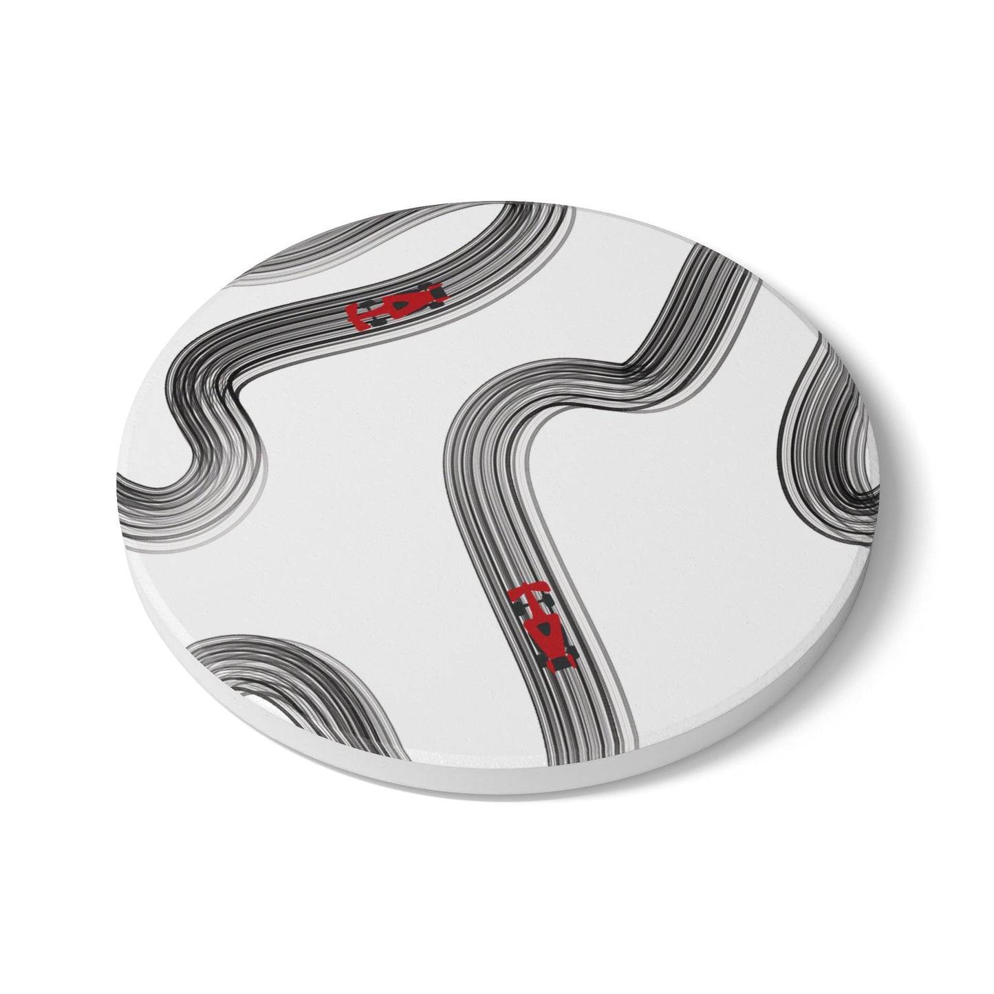 Black and Red F1 Ceramic Coaster